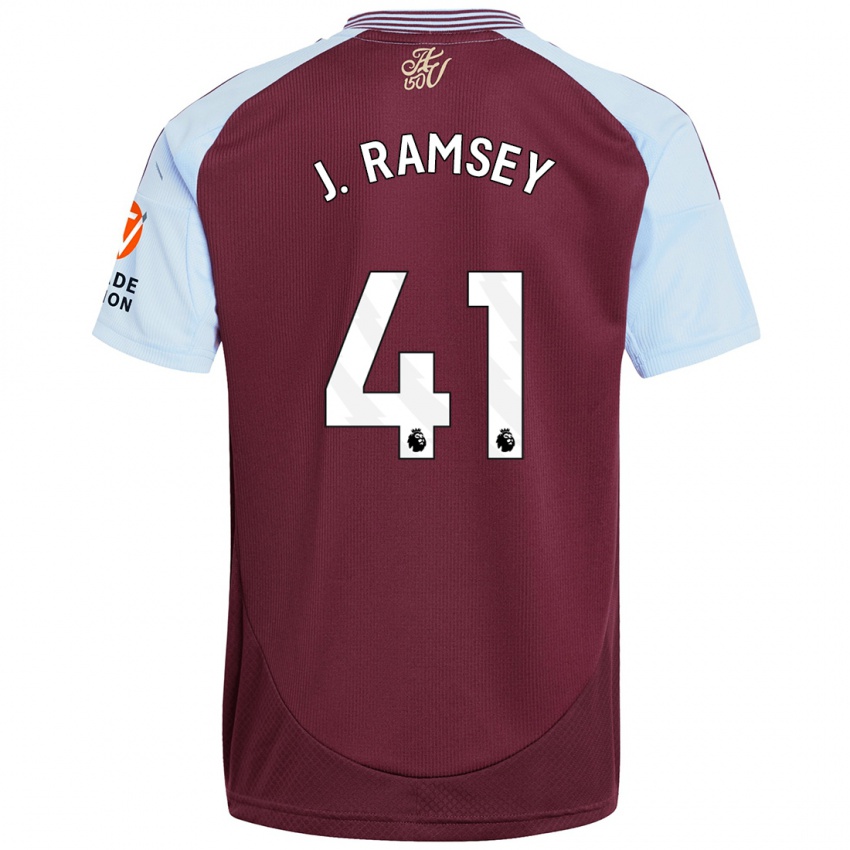 Mænd Jacob Ramsey #41 Burgund Himmelblå Hjemmebane Spillertrøjer 2024/25 Trøje T-Shirt