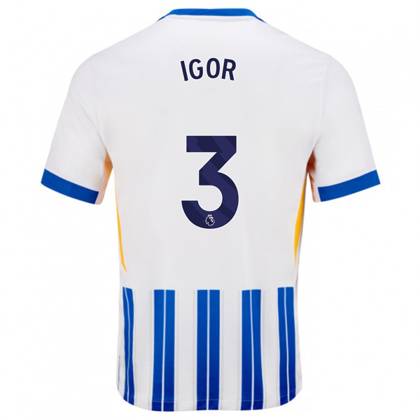 Mænd Igor #3 Hvide Blå Nålestriber Hjemmebane Spillertrøjer 2024/25 Trøje T-Shirt