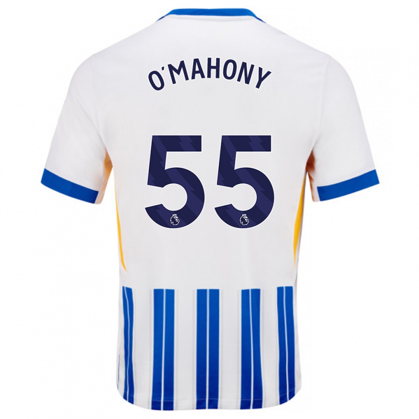 Mænd Mark O'mahony #55 Hvide Blå Nålestriber Hjemmebane Spillertrøjer 2024/25 Trøje T-Shirt