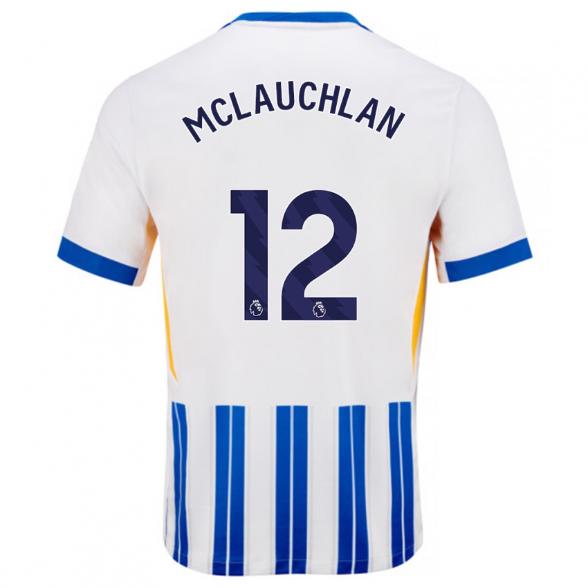 Mænd Rachel Mclauchlan #12 Hvide Blå Nålestriber Hjemmebane Spillertrøjer 2024/25 Trøje T-Shirt