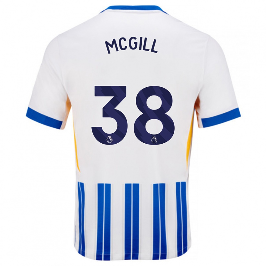 Mænd Tom Mcgill #38 Hvide Blå Nålestriber Hjemmebane Spillertrøjer 2024/25 Trøje T-Shirt