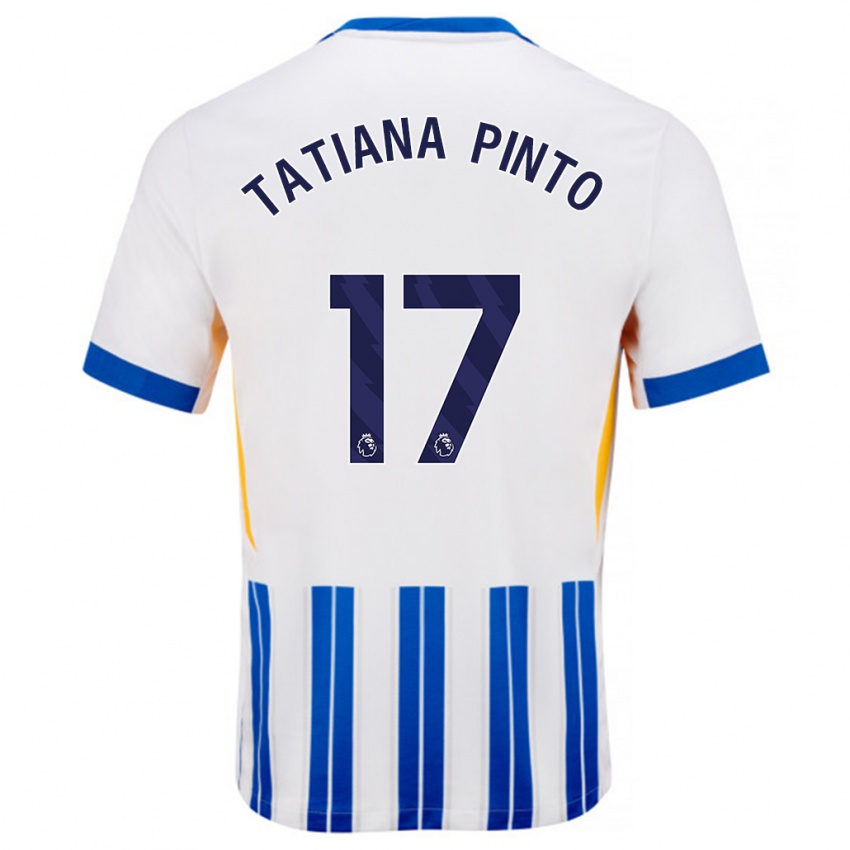 Mænd Tatiana Vanessa Ferreira Pinto #17 Hvide Blå Nålestriber Hjemmebane Spillertrøjer 2024/25 Trøje T-Shirt