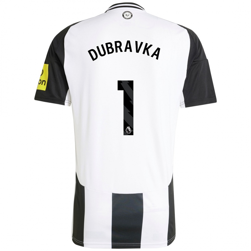 Mænd Martin Dubravka #1 Hvid Sort Hjemmebane Spillertrøjer 2024/25 Trøje T-Shirt