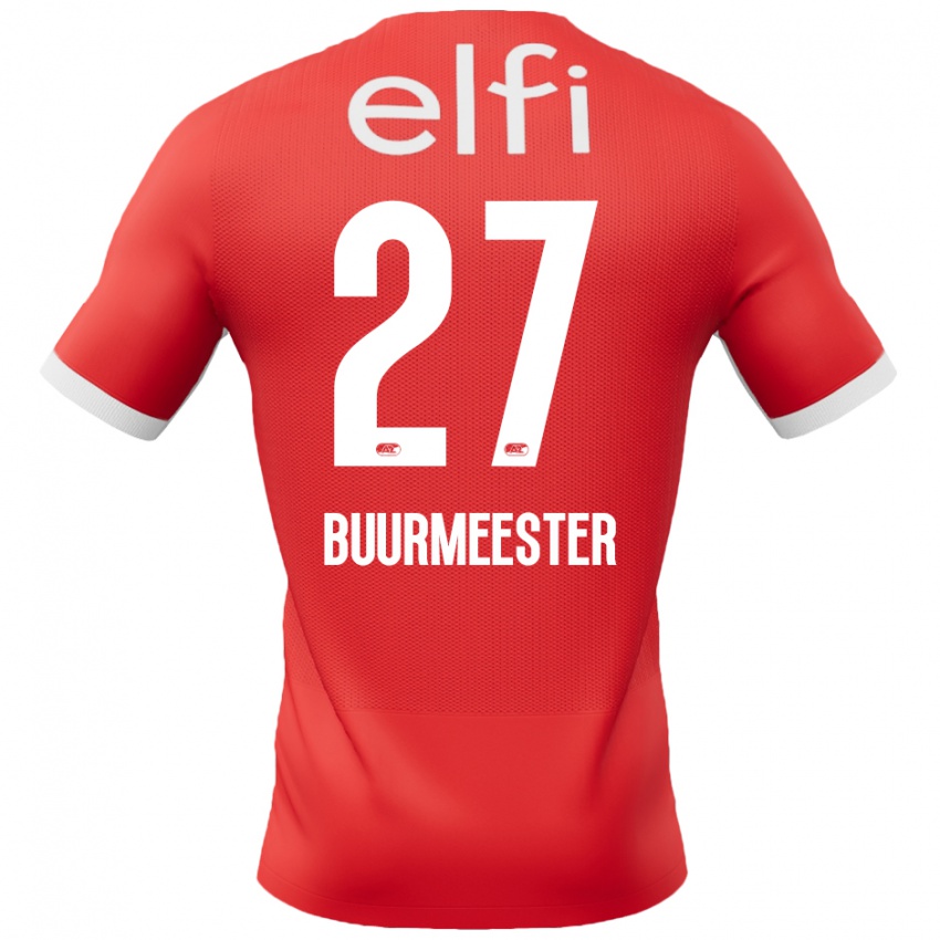 Mænd Zico Buurmeester #27 Rød Hvid Hjemmebane Spillertrøjer 2024/25 Trøje T-Shirt