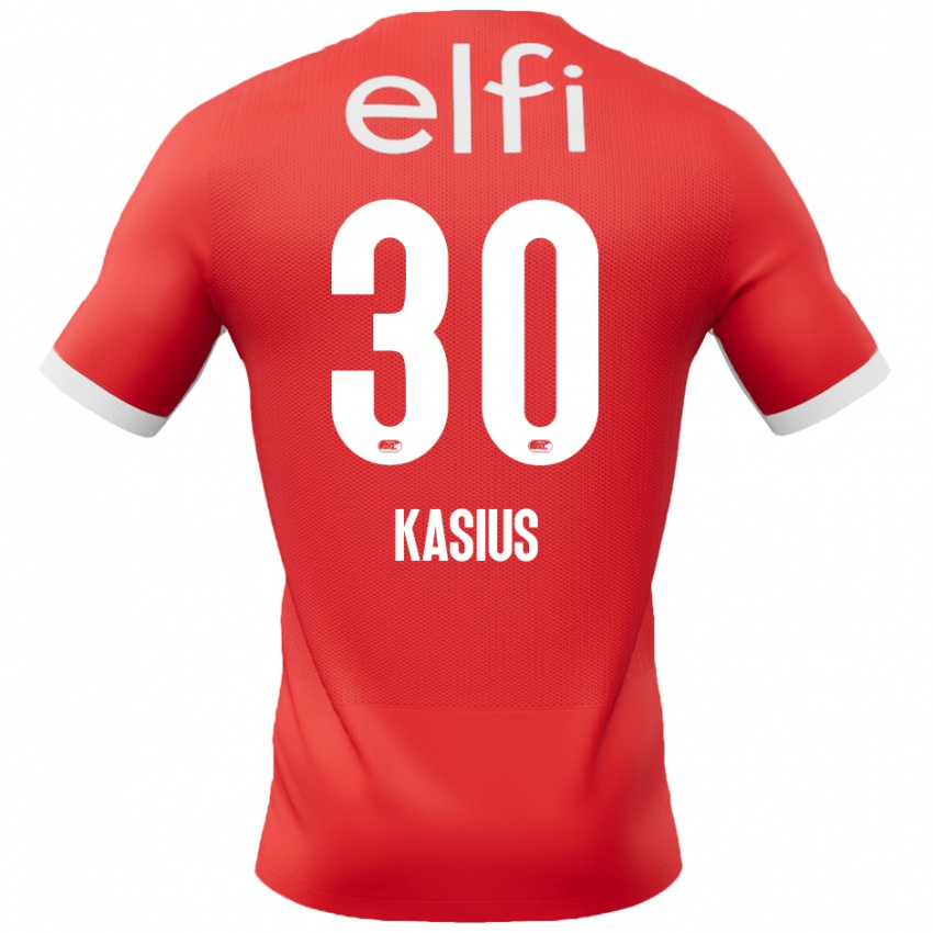 Mænd Denso Kasius #30 Rød Hvid Hjemmebane Spillertrøjer 2024/25 Trøje T-Shirt