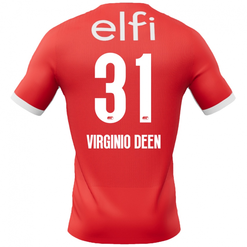 Mænd Daniël Virginio Deen #31 Rød Hvid Hjemmebane Spillertrøjer 2024/25 Trøje T-Shirt