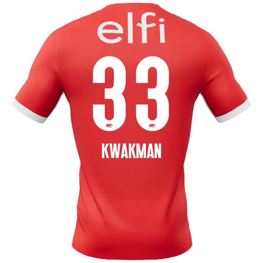 Mænd Dave Kwakman #33 Rød Hvid Hjemmebane Spillertrøjer 2024/25 Trøje T-Shirt