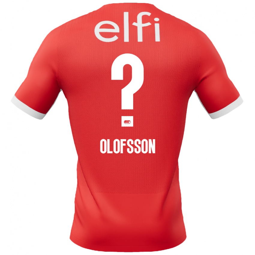 Mænd Wilmer Olofsson #0 Rød Hvid Hjemmebane Spillertrøjer 2024/25 Trøje T-Shirt