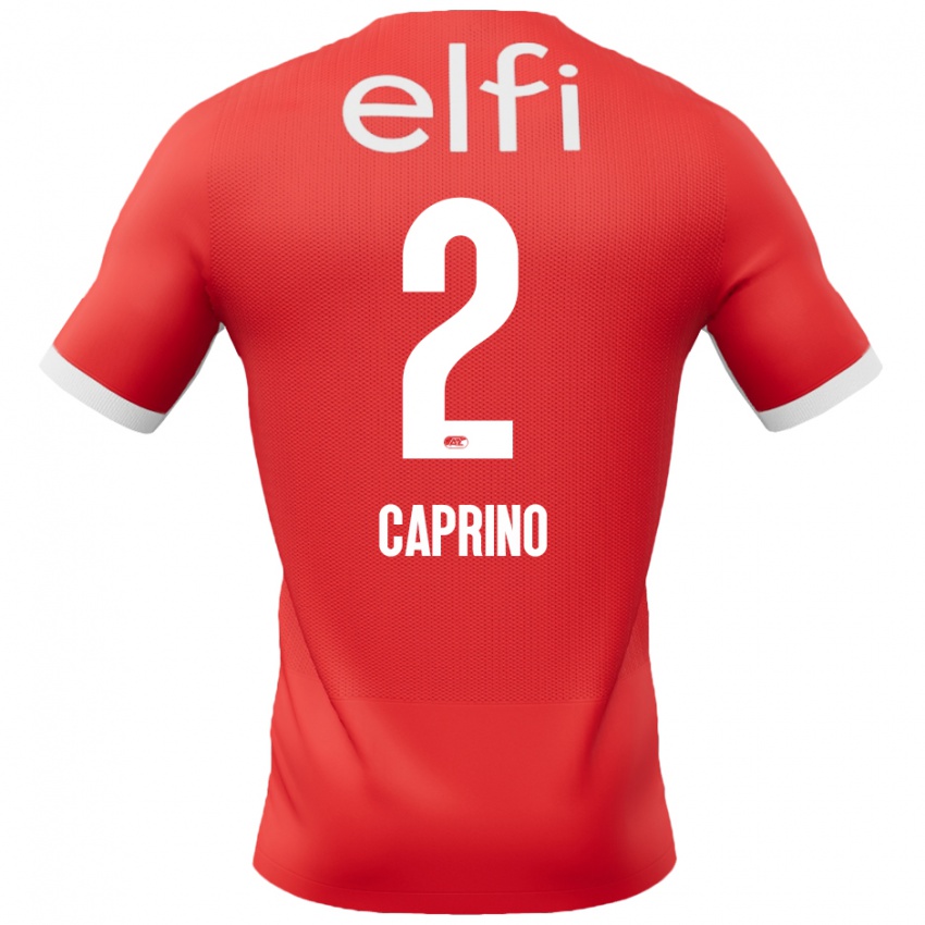 Mænd Ginia Caprino #2 Rød Hvid Hjemmebane Spillertrøjer 2024/25 Trøje T-Shirt