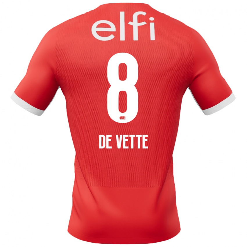 Mænd Manique De Vette #8 Rød Hvid Hjemmebane Spillertrøjer 2024/25 Trøje T-Shirt