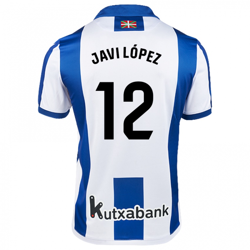 Mænd Javi López #12 Hvid Blå Hjemmebane Spillertrøjer 2024/25 Trøje T-Shirt