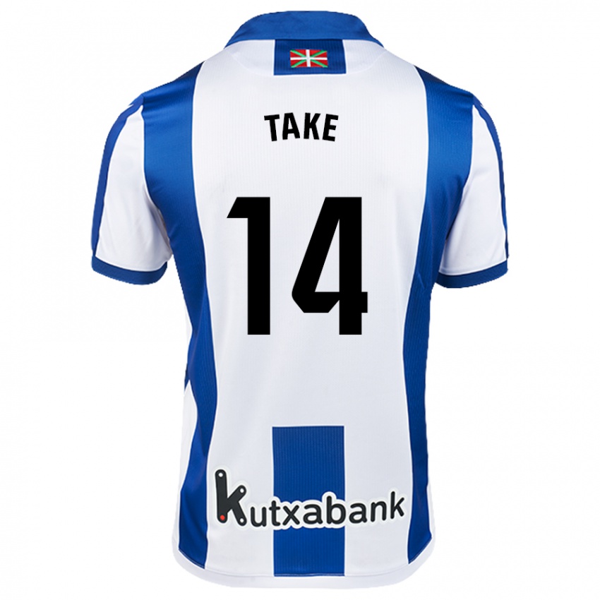 Mænd Takefusa Kubo #14 Hvid Blå Hjemmebane Spillertrøjer 2024/25 Trøje T-Shirt