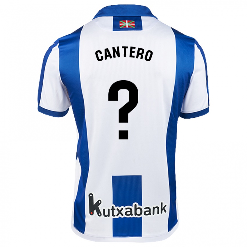 Mænd Yago Cantero #0 Hvid Blå Hjemmebane Spillertrøjer 2024/25 Trøje T-Shirt