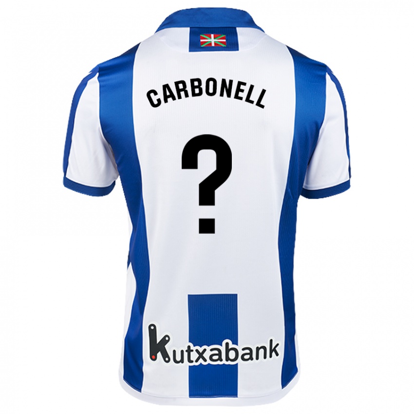 Mænd Tomy Carbonell #0 Hvid Blå Hjemmebane Spillertrøjer 2024/25 Trøje T-Shirt