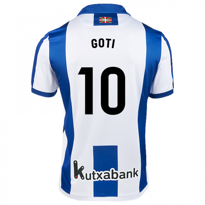 Mænd Mikel Goti #10 Hvid Blå Hjemmebane Spillertrøjer 2024/25 Trøje T-Shirt