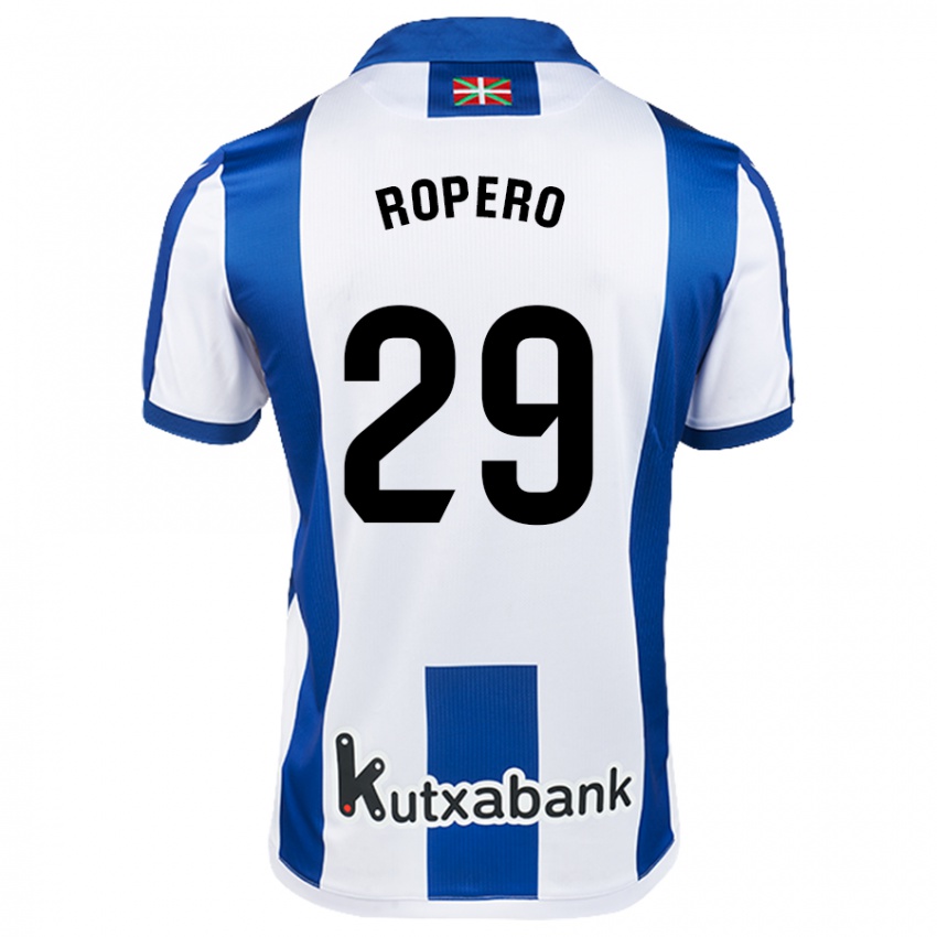 Mænd Iker Ropero #29 Hvid Blå Hjemmebane Spillertrøjer 2024/25 Trøje T-Shirt