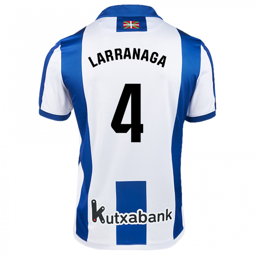 Mænd Aitor Larrañaga #4 Hvid Blå Hjemmebane Spillertrøjer 2024/25 Trøje T-Shirt