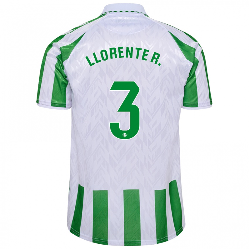 Mænd Diego Llorente #3 Grønne Hvide Striber Hjemmebane Spillertrøjer 2024/25 Trøje T-Shirt