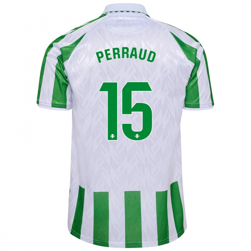 Mænd Romain Perraud #15 Grønne Hvide Striber Hjemmebane Spillertrøjer 2024/25 Trøje T-Shirt