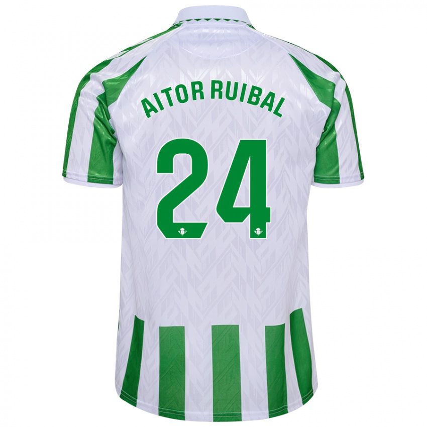 Mænd Aitor Ruibal #24 Grønne Hvide Striber Hjemmebane Spillertrøjer 2024/25 Trøje T-Shirt