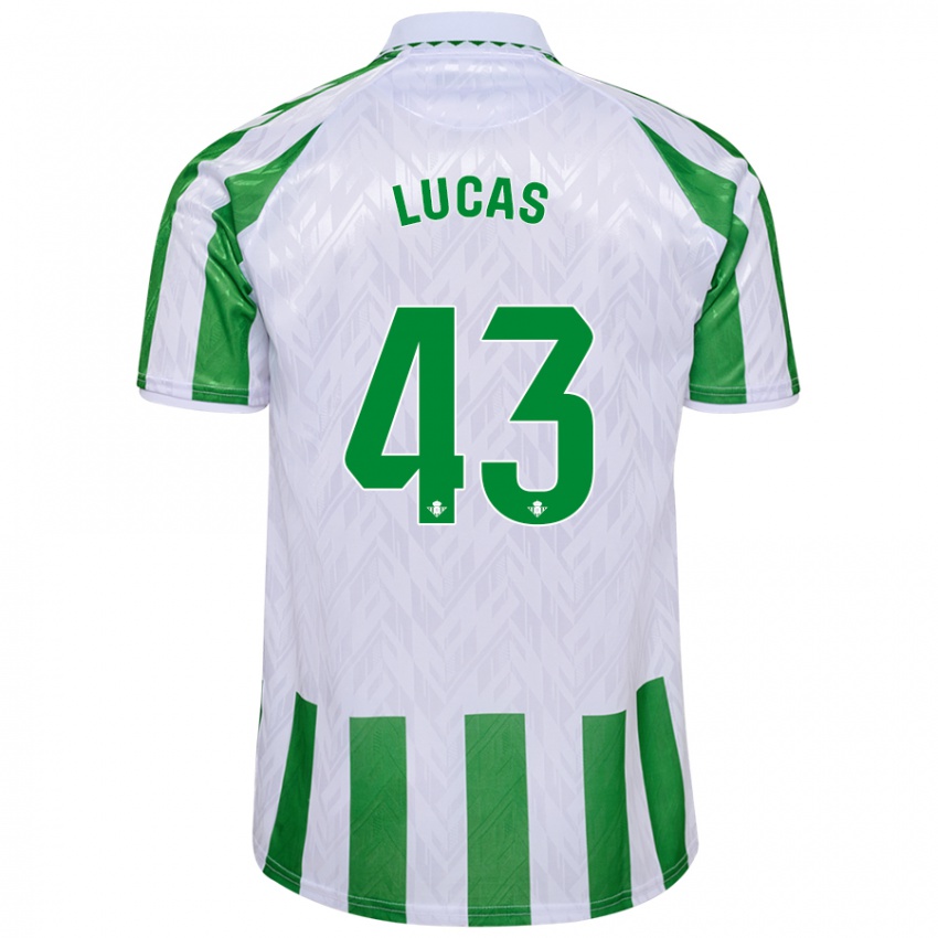 Mænd Lucas Alcázar #43 Grønne Hvide Striber Hjemmebane Spillertrøjer 2024/25 Trøje T-Shirt