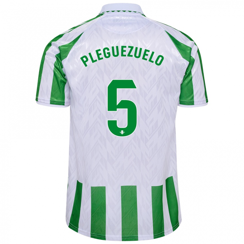 Mænd Xavi Pleguezuelo #5 Grønne Hvide Striber Hjemmebane Spillertrøjer 2024/25 Trøje T-Shirt