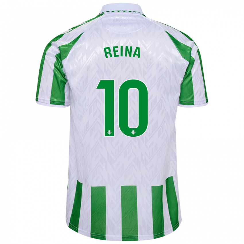 Mænd Carlos Reina #10 Grønne Hvide Striber Hjemmebane Spillertrøjer 2024/25 Trøje T-Shirt