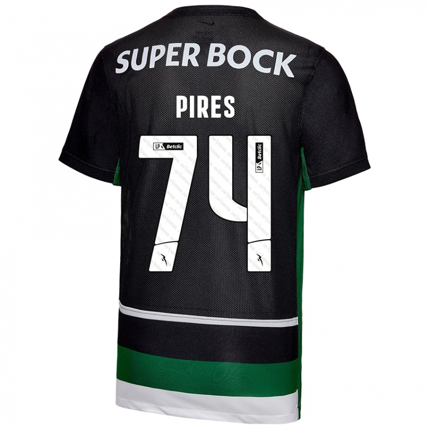 Mænd Guilherme Pires #74 Sort Hvid Grøn Hjemmebane Spillertrøjer 2024/25 Trøje T-Shirt