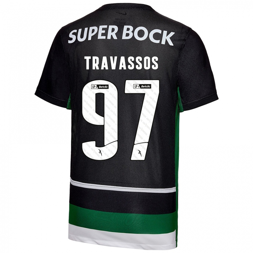 Mænd Travassos #97 Sort Hvid Grøn Hjemmebane Spillertrøjer 2024/25 Trøje T-Shirt