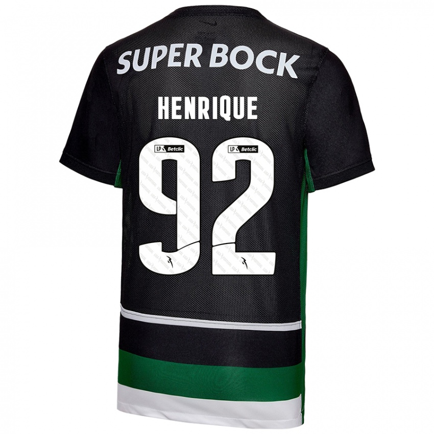 Mænd Eduardo Henrique #92 Sort Hvid Grøn Hjemmebane Spillertrøjer 2024/25 Trøje T-Shirt