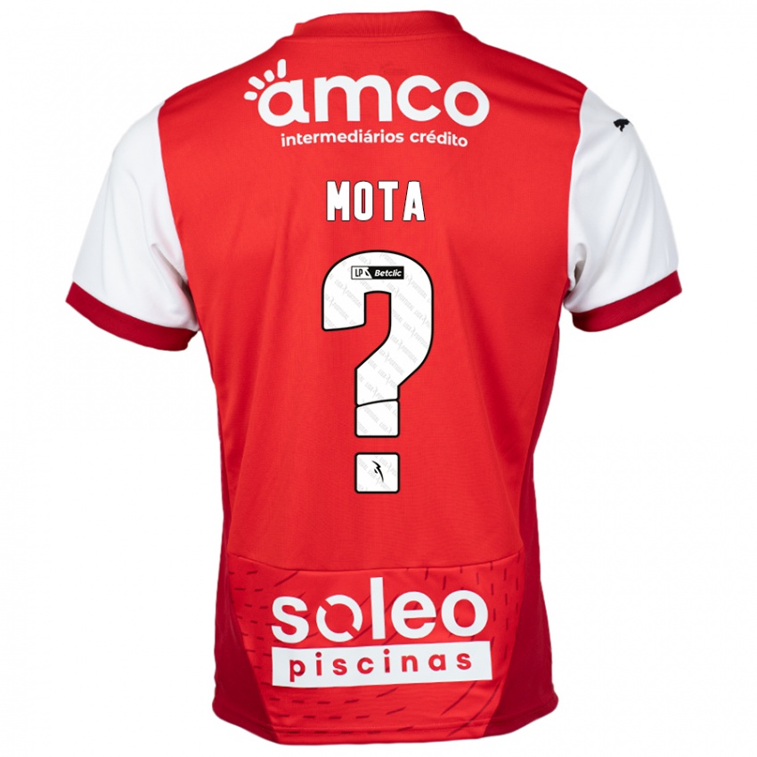 Mænd Edgar Mota #0 Rød Hvid Hjemmebane Spillertrøjer 2024/25 Trøje T-Shirt