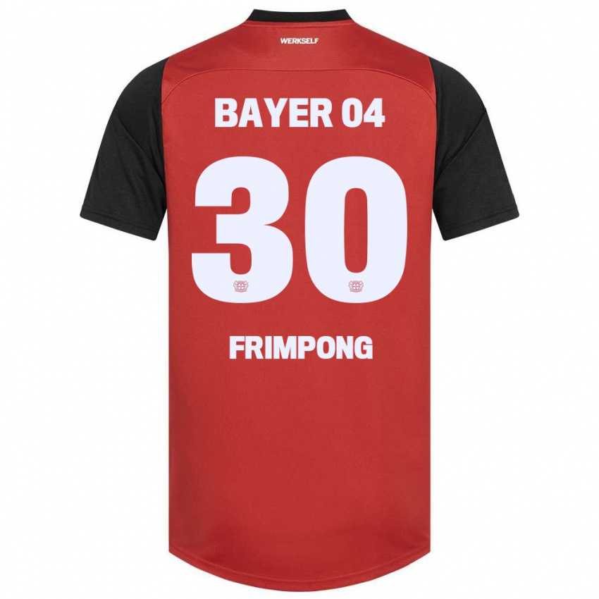 Mænd Jeremie Frimpong #30 Rød Sort Hjemmebane Spillertrøjer 2024/25 Trøje T-Shirt