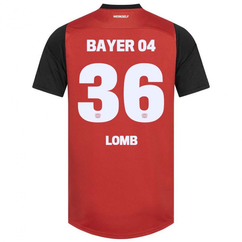 Mænd Niklas Lomb #36 Rød Sort Hjemmebane Spillertrøjer 2024/25 Trøje T-Shirt