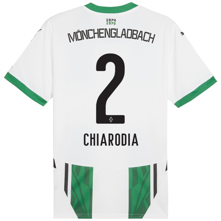 Mænd Fabio Chiarodia #2 Hvid Grøn Hjemmebane Spillertrøjer 2024/25 Trøje T-Shirt