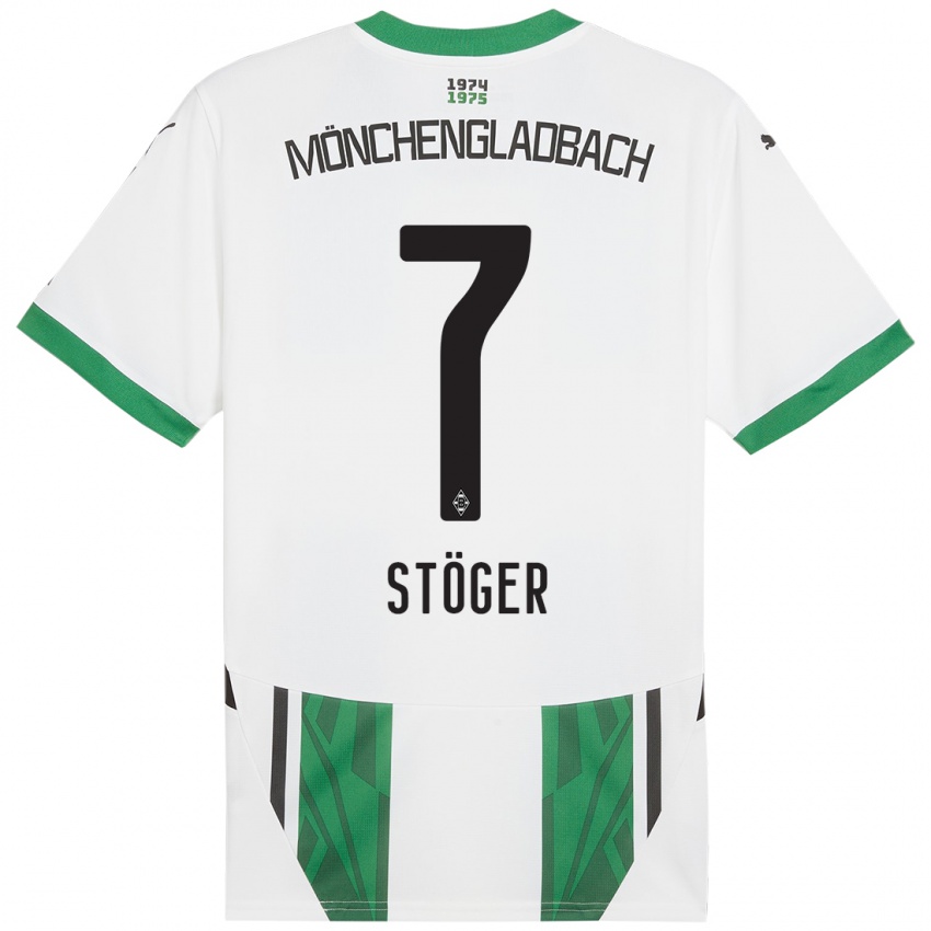 Mænd Kevin Stöger #7 Hvid Grøn Hjemmebane Spillertrøjer 2024/25 Trøje T-Shirt