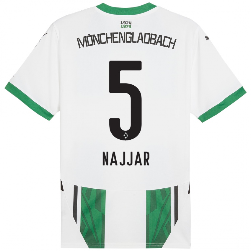 Mænd Jamil Najjar #5 Hvid Grøn Hjemmebane Spillertrøjer 2024/25 Trøje T-Shirt