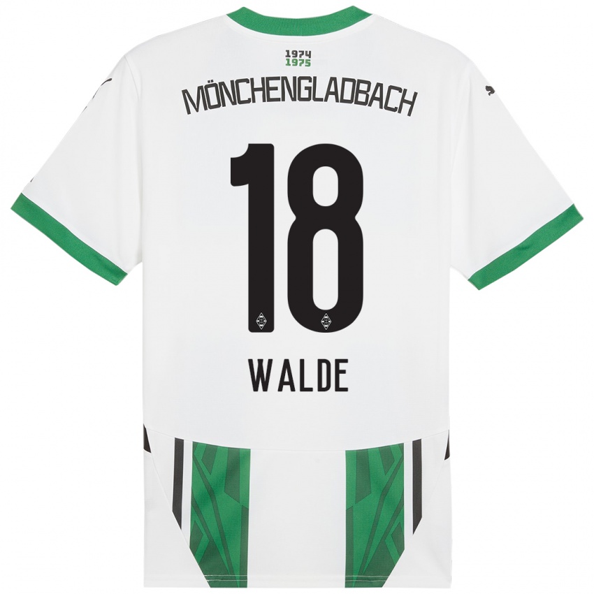 Mænd Simon Walde #18 Hvid Grøn Hjemmebane Spillertrøjer 2024/25 Trøje T-Shirt