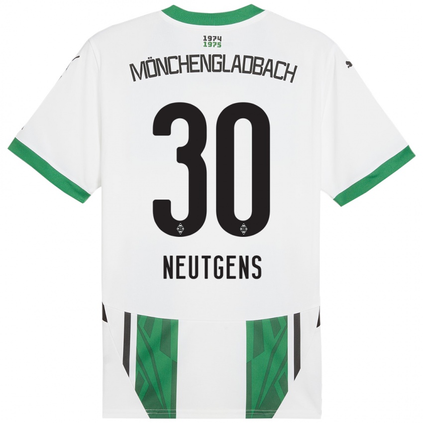 Mænd Maximilian Neutgens #30 Hvid Grøn Hjemmebane Spillertrøjer 2024/25 Trøje T-Shirt