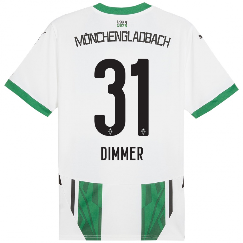 Mænd Florian Dimmer #31 Hvid Grøn Hjemmebane Spillertrøjer 2024/25 Trøje T-Shirt