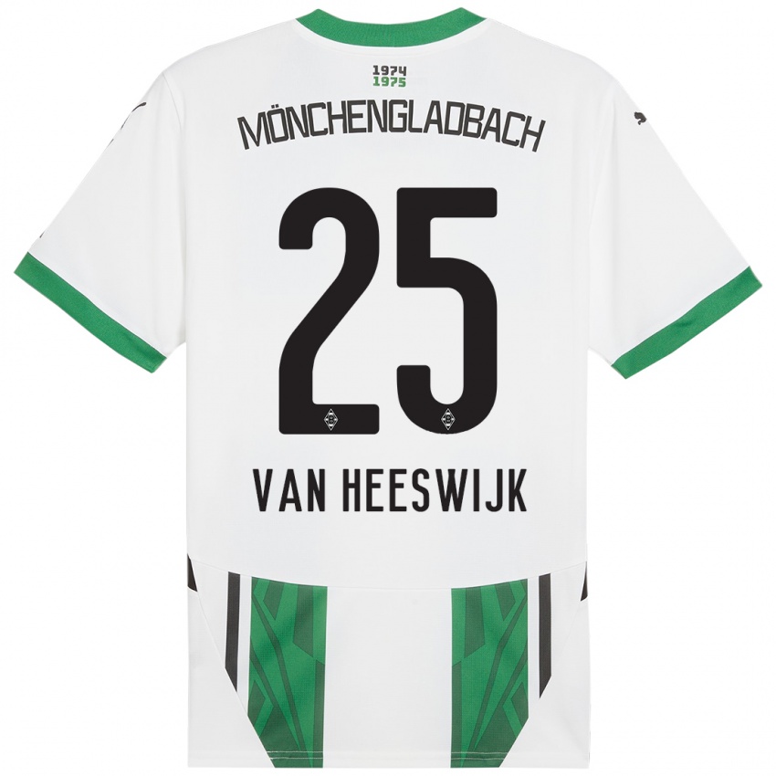 Mænd Amber Van Heeswijk #25 Hvid Grøn Hjemmebane Spillertrøjer 2024/25 Trøje T-Shirt