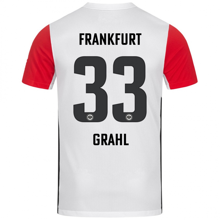 Mænd Jens Grahl #33 Hvid Rød Hjemmebane Spillertrøjer 2024/25 Trøje T-Shirt