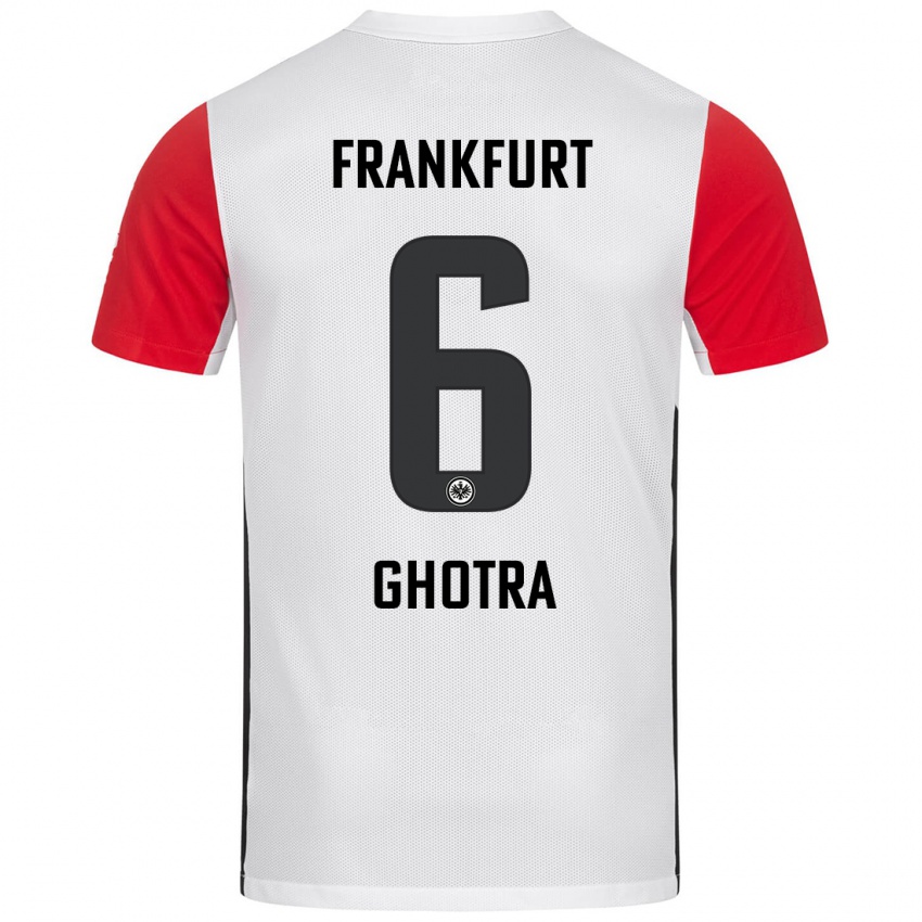 Mænd Harpreet Ghotra #6 Hvid Rød Hjemmebane Spillertrøjer 2024/25 Trøje T-Shirt