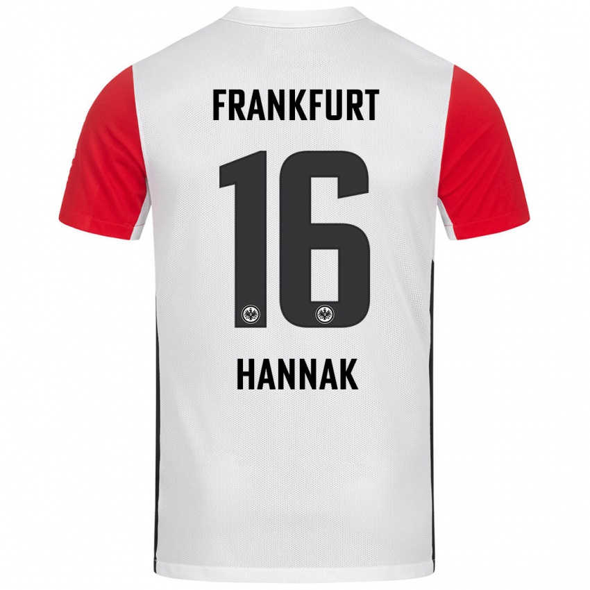 Mænd Tim Hannak #16 Hvid Rød Hjemmebane Spillertrøjer 2024/25 Trøje T-Shirt