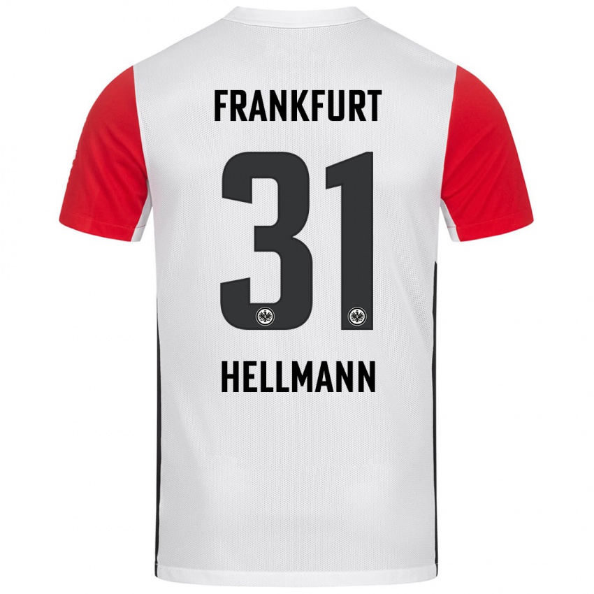 Mænd Melvin Hellmann #31 Hvid Rød Hjemmebane Spillertrøjer 2024/25 Trøje T-Shirt