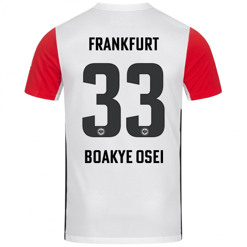 Mænd Derek Boakye-Osei #33 Hvid Rød Hjemmebane Spillertrøjer 2024/25 Trøje T-Shirt