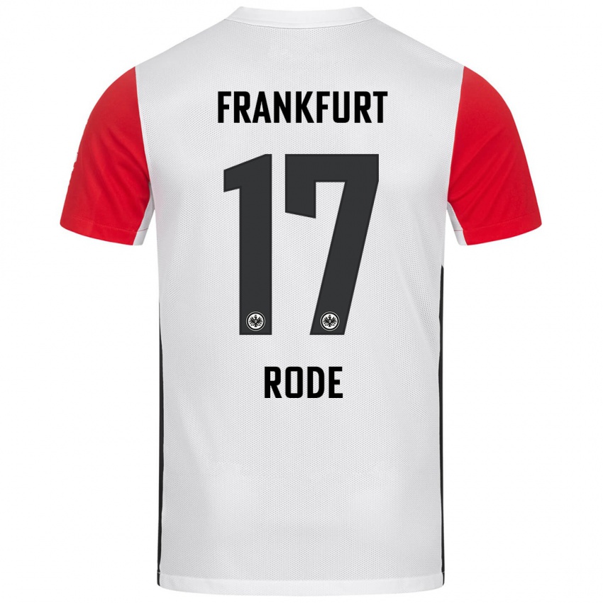 Mænd Sebastian Rode #17 Hvid Rød Hjemmebane Spillertrøjer 2024/25 Trøje T-Shirt