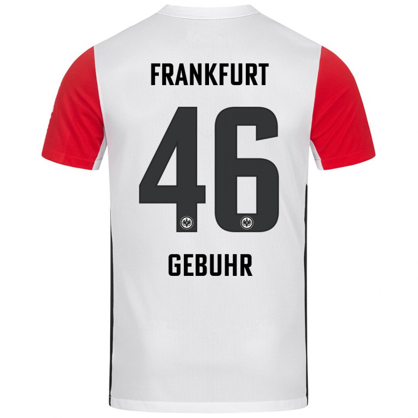 Mænd Dario Gebuhr #46 Hvid Rød Hjemmebane Spillertrøjer 2024/25 Trøje T-Shirt