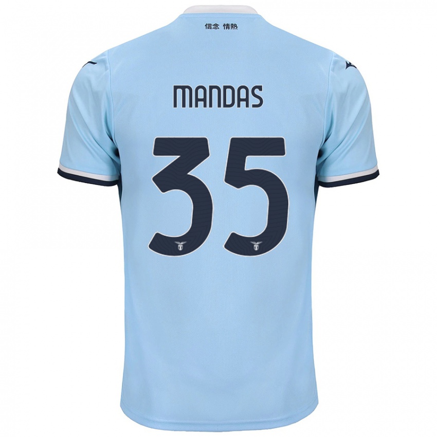 Mænd Christos Mandas #35 Blå Hjemmebane Spillertrøjer 2024/25 Trøje T-Shirt