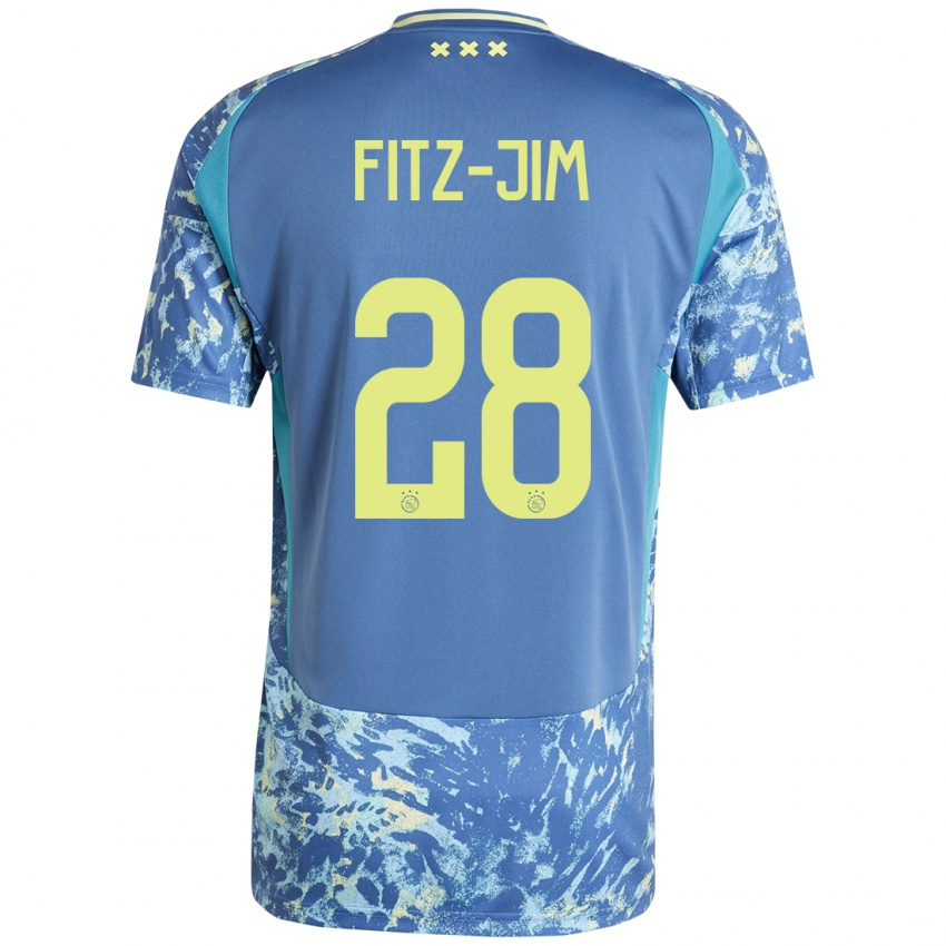 Mænd Kian Fitz-Jim #28 Grå Blå Gul Udebane Spillertrøjer 2024/25 Trøje T-Shirt