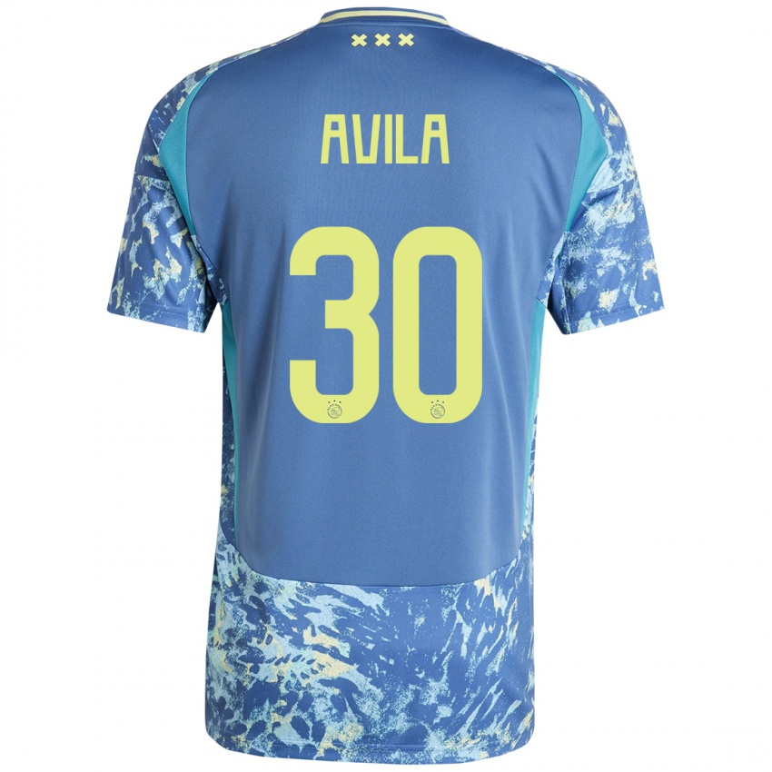 Mænd Gastón Ávila #30 Grå Blå Gul Udebane Spillertrøjer 2024/25 Trøje T-Shirt